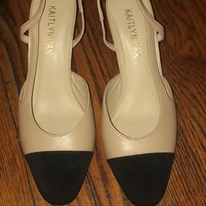 Cream/Black sling back heel